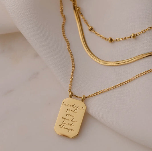 Beautiful Girl You Can Do Hard Things layered necklace by Mantra